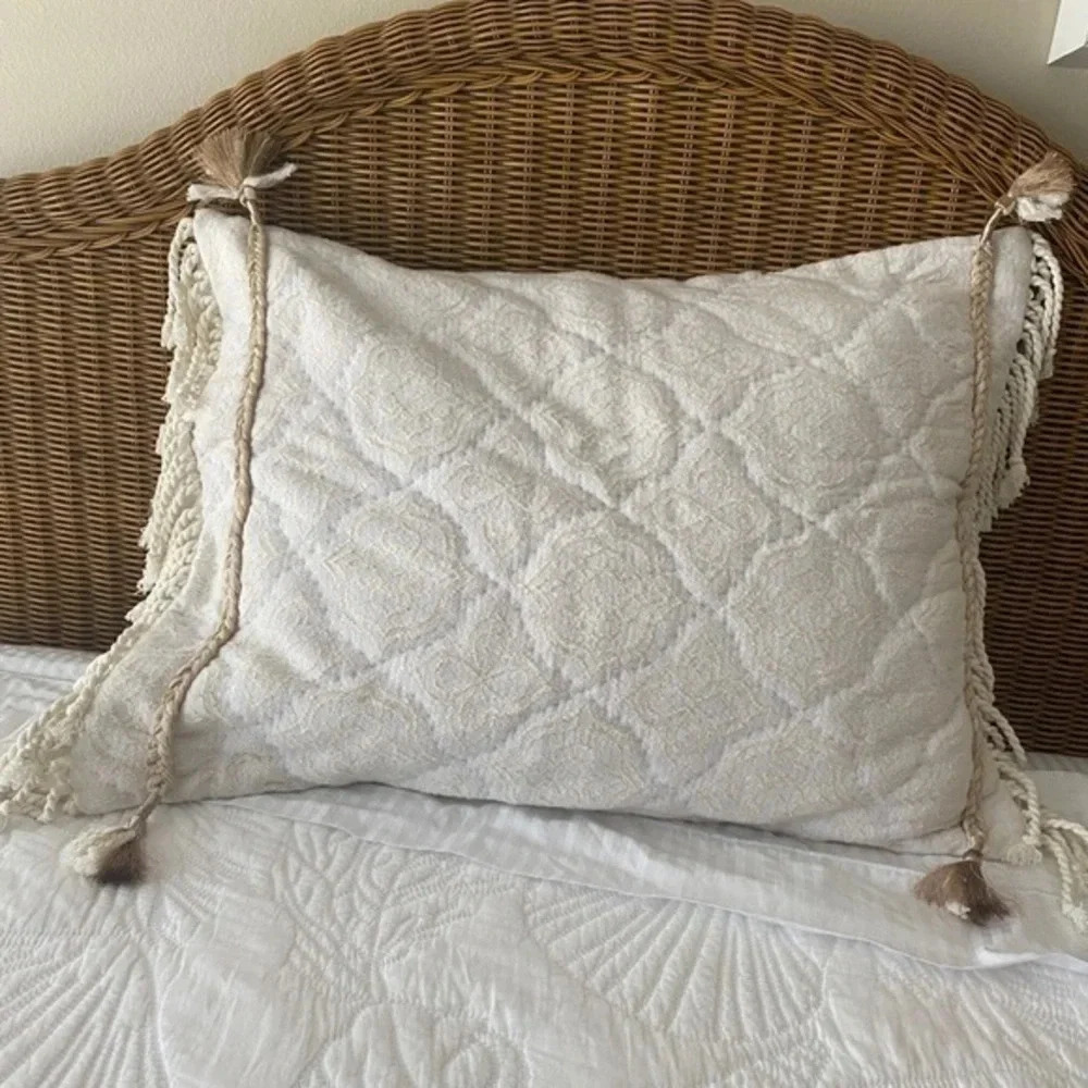 Anthropologie Tassel Textured Pillow Sham